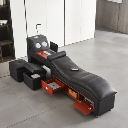 Modern Luxe Black Bed with Massage and Storage, view 5