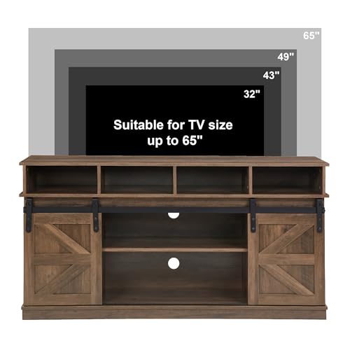 TV Stand Sliding Barn Door Modern & Farmhouse Wood Entertainment Center, view 7