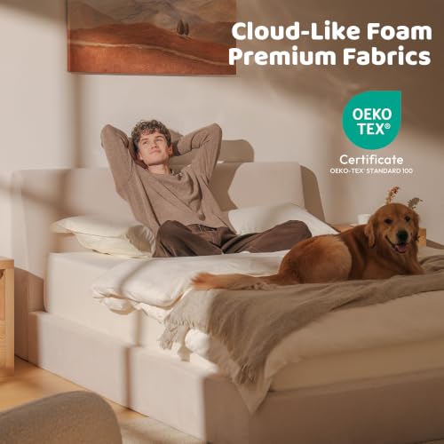 Upholstered Bed Frame with Ergonomic Headboard, view 4