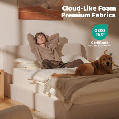 Upholstered Bed Frame with Ergonomic Headboard, view 4