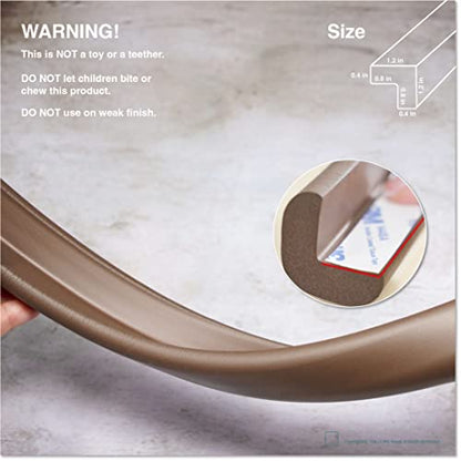 HeftyFit Edge Protector for Baby Proofing (6ft Large Edge Only), Heavy-Duty Soft Rubber Foam Furniture Edge Bumper Guards, Desk Edge Cushion, Wall Corner Covers, 3M Adhesive, Coffee Brown