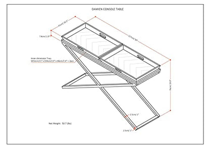 Damien SOLID AGED ELM WOOD and Metal 50 inch Wide Modern Industrial Console Table in Distressed Natural Elm for the Living room Entryway and Bedroom