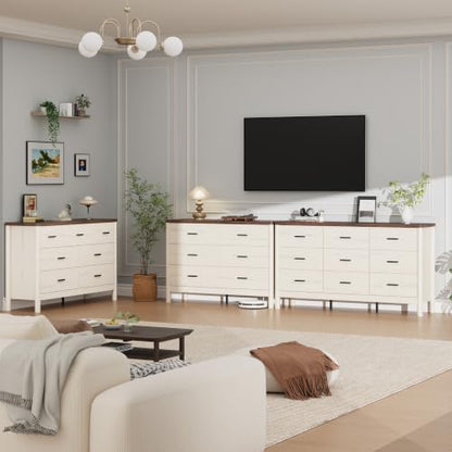 6 Drawer Dresser, Wooden Storage Chest of Drawers, White & Brown, view 8