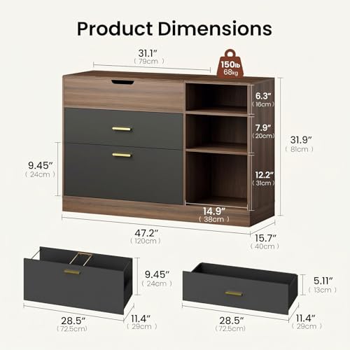 63" L Shaped Electric Standing Desk with 6 Drawers File Cabinet, view 4