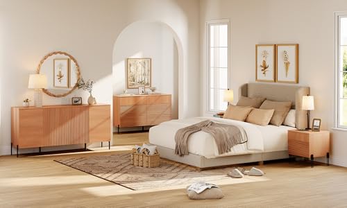 2 Pieces Bedroom Set, Fluted Dresser and Nightstand Set, view 3