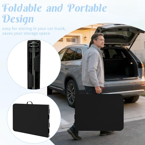 2 Pack 6 Feet Portable Folding Table Black, Steel Legs Fold-in-Half with Carrying Handle Rectangular Plastic Foldable Table for Party, Wedding, Camping, Picnic, Dining, Indoor Outdoor Events