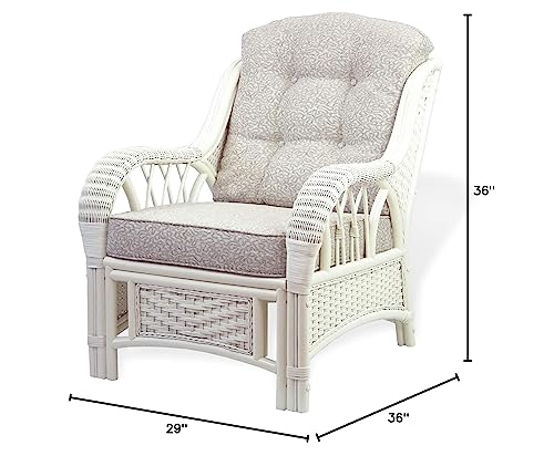 Rattan Wicker Natural ECO Handmade Design Alexa Living Armchair White Color with Cushion