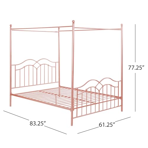 Eileen Metal Canopy Bed Frame Queen Size with Headboard/Footboard, view 3