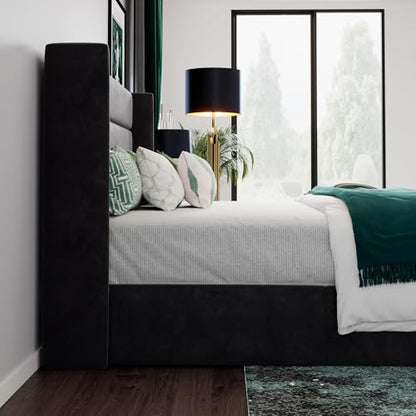King Size Lift Up Hydraulic Storage Bed Frame Black, view 7