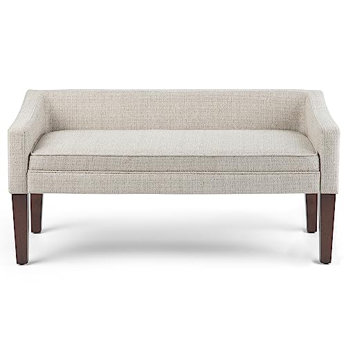 Parris Upholstered Bench - 50 inch Wide Upholstered Hallway Seat in Platinum, Contemporary Bench for Entryway or Living Room with Tufted Cushion, Solid Wood Legs and Sleek Profile