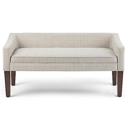 Parris Upholstered Bench - 50 inch Wide Upholstered Hallway Seat in Platinum, Contemporary Bench for Entryway or Living Room with Tufted Cushion, Solid Wood Legs and Sleek Profile