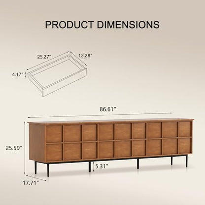 86 Inch Mid Century Modern TV Stand, view 3