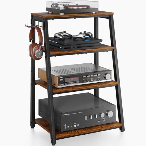 4-Tier AV Media Stand with 2 Hooks, view 2