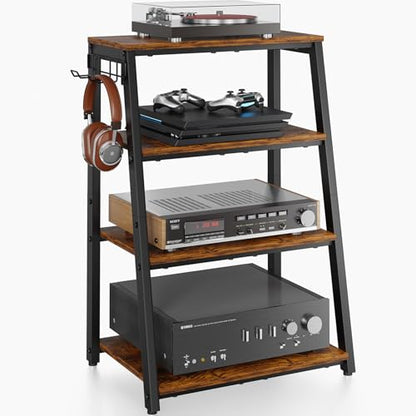 4-Tier AV Media Stand with 2 Hooks, view 2