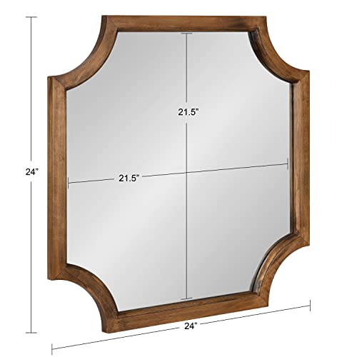 Hogan Scalloped Square Mirror; 24 x 24; Rustic Brown; Decorative Modern Farmhouse Wall Mirror for Display with Unique Shape and Large Size
