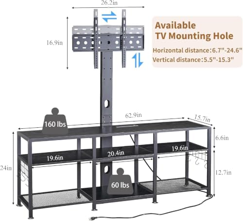 63" TV Stand with Mount and Power Outlets, view 4