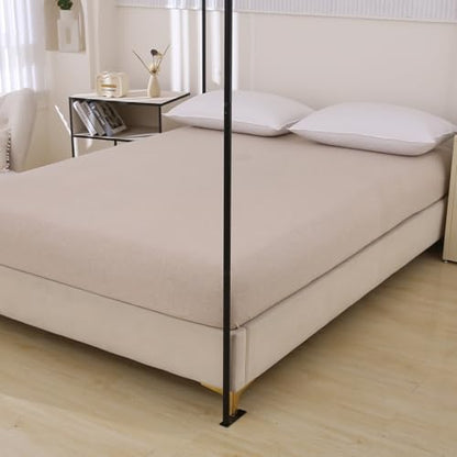 Black Canopy Bed Frame Queen Size 4 Poster Bed Frame with Removable Fixing, view 8