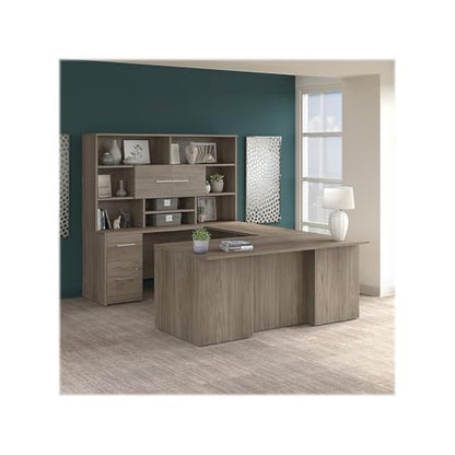 Bush Business Furniture Office 500 U Shaped Executive Desk with Drawers and Hutch, 72W, Modern Hickory
