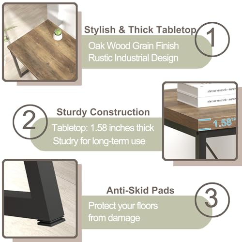 Modern Home Office Desk, Rustic Wood and Metal Computer Desks, view 7