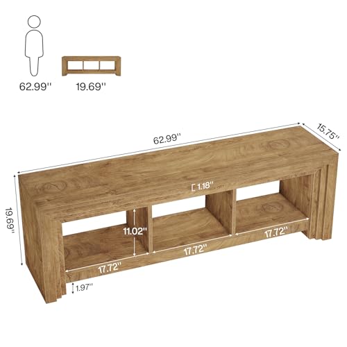 Tribesigns 63" TV Stand for TVs Up to 75 Inches, Wood Entertainment Center, view 3