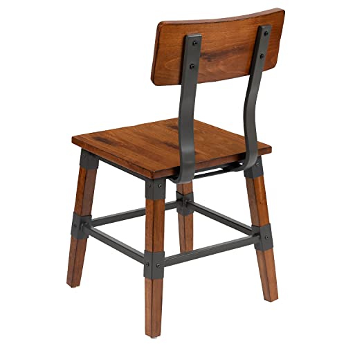 Jackson 4 Pack Rustic Antique Walnut Industrial Wood Dining Chair