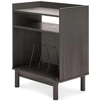 Signature Design by Ashley Brymont Mid-Century Modern Turntable Media Console, Dark Gray