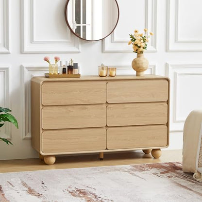 Modern 6 Drawer Dresser for Bedroom, 48" Wooden Chest of Drawer, Natural, view 5