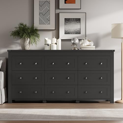 9-Drawer Dresser, Modern Wooden Storage Chest of Drawers, Dresser TV Stand, view 4