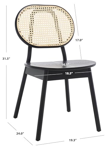 SAFAVIEH Couture Collection Kristianna Tropical Coastal Black/Natural Rattan Round Back Chair Set of 2