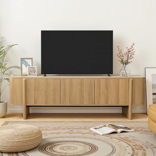 63" Mid-Century Walnut TV Stand Media Console with Storage, view 5