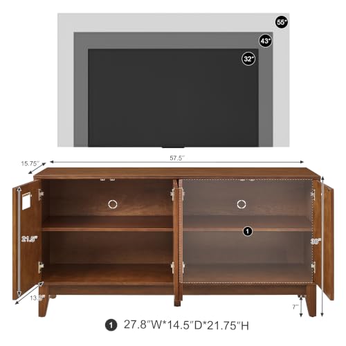 TV Stand with 4 Doors and Adjustable Shelves, Fits TVs up to 55", view 3