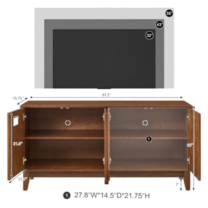 TV Stand with 4 Doors and Adjustable Shelves, Fits TVs up to 55", view 3