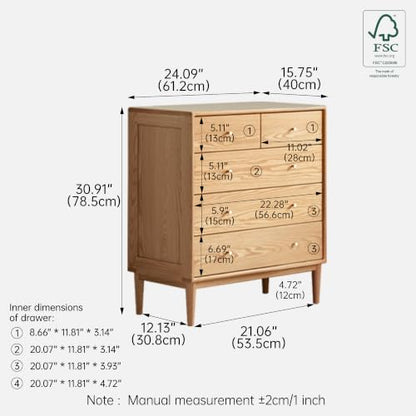 Solid Wood Dresser, 5 Drawer Dresser for Bedroom, Solid Wood Storage Organizer, view 3