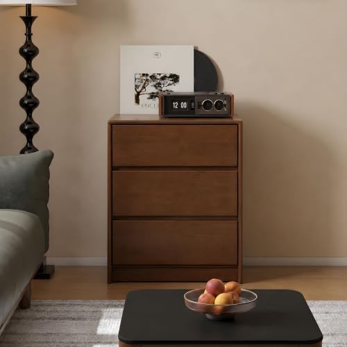 100% Solid Wood Nightstand, Wide Tall NightStand with 3 Drawers for Bedroom, view 7