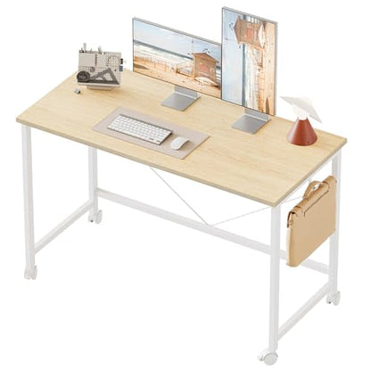 40 inch Rolling Computer Desk with Wheels, Gaming Desk for Small Spaces, Modern Simple Style Table for Home Office, Study Writing Table