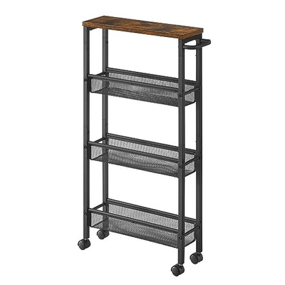 4-Tier Slim Rolling Storage cart with Wheels, 5.1 Inches, Metal, view 2