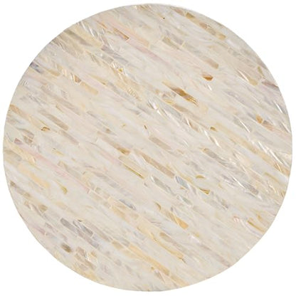 Safavieh Home Collection Perla Mosaic Round Pink Champagne and Gold Side Table