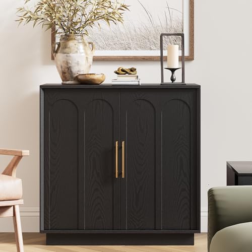 31.5" Modern Sideboard Buffet Cabinet with Storage, Black, view 2