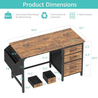 Computer Desk with File Drawers Cabinet, view 4