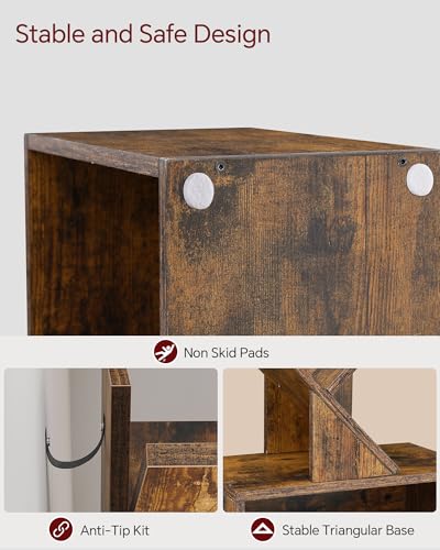 6 Tier Tree Bookshelf, Tall Small Bookcase with Storage Cabinet, view 7