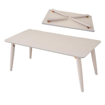 Wood Folding Coffee Table Rectangle Large (20.5"x41.3") Light Gray, Floor Sitting Low Table Small Space Minimalist Japanese Tatami Room