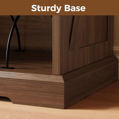 55" Mid-Century Modern Record Player Stand with Charging Station, view 7
