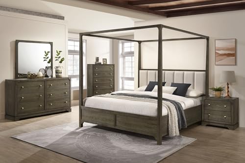 Coaster Home Furnishings Gran Park Modern Classic 5-Piece Bedroom Set California King Size Canopy Bed Frame 80-inch Headboard Dark Cocoa 224931KW-S5