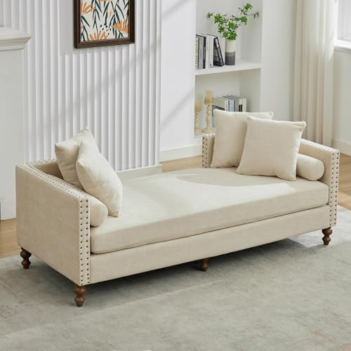 75.2" W Retro Oversized Chaise Lounge Chair Indoor with Left & Right Armrest, view 2