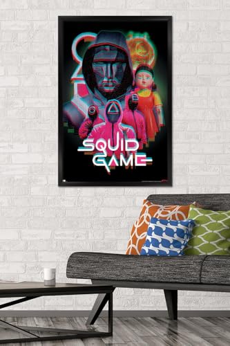 Netflix Squid Game: Season 2 - Group Glitch Wall Poster, 34L" x 22.4W", Black Framed Version