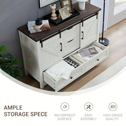 White Dresser for Bedroom, Farmhouse Dresser with Sliding Barn Door, view 7
