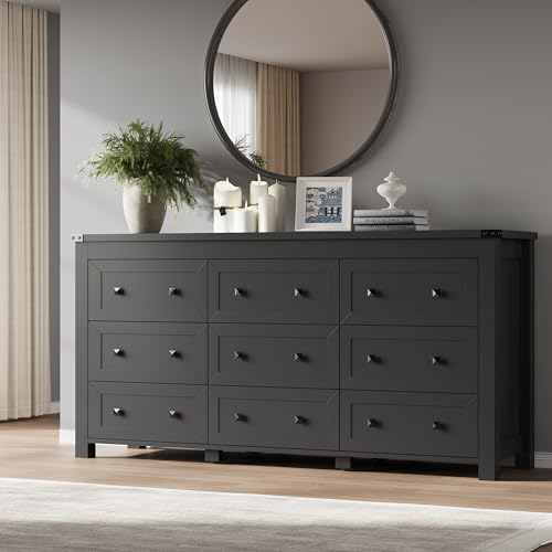 9-Drawer Dresser, Modern Wooden Storage Chest of Drawers, Dresser TV Stand, view 2