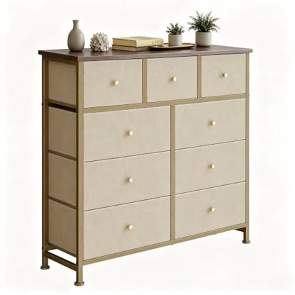 Dresser for Bedroom with 9 Drawers, Anti-Tip Fabric Storage Tower, view 2