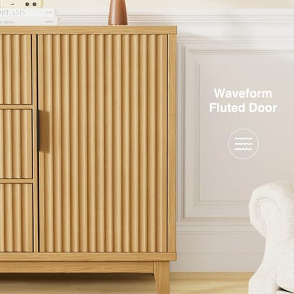 47.2" W Storage Cabinet with 3 Drawers, Fluted Buffet Cabinet with Storage, view 6