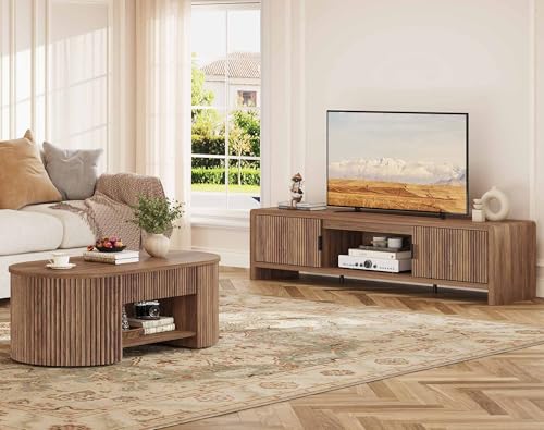 TV Stand for 75/65/55 Inch TVs, Farmhouse Entertainment Center with Storage, view 8
